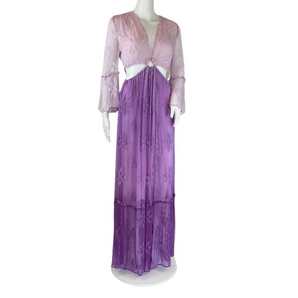 Ramy Brook Women's HourglassV-neck Maxi Dress Embroidery Details Purple Sz S/P
